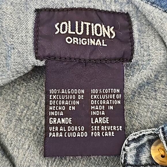 Solutions Original Denim Christmas Shirt Button Closure 2 Pocket Woman Size L - Picture 10 of 11